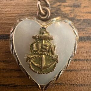 Vintage United States Navy Locket
 Heart Pendant